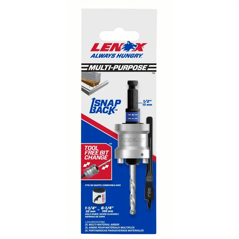 Lenox Snap-Back® Quick-Change Arbor — Adjustable 13 Mm Shank, 31.8–158.8 Mm Range 1