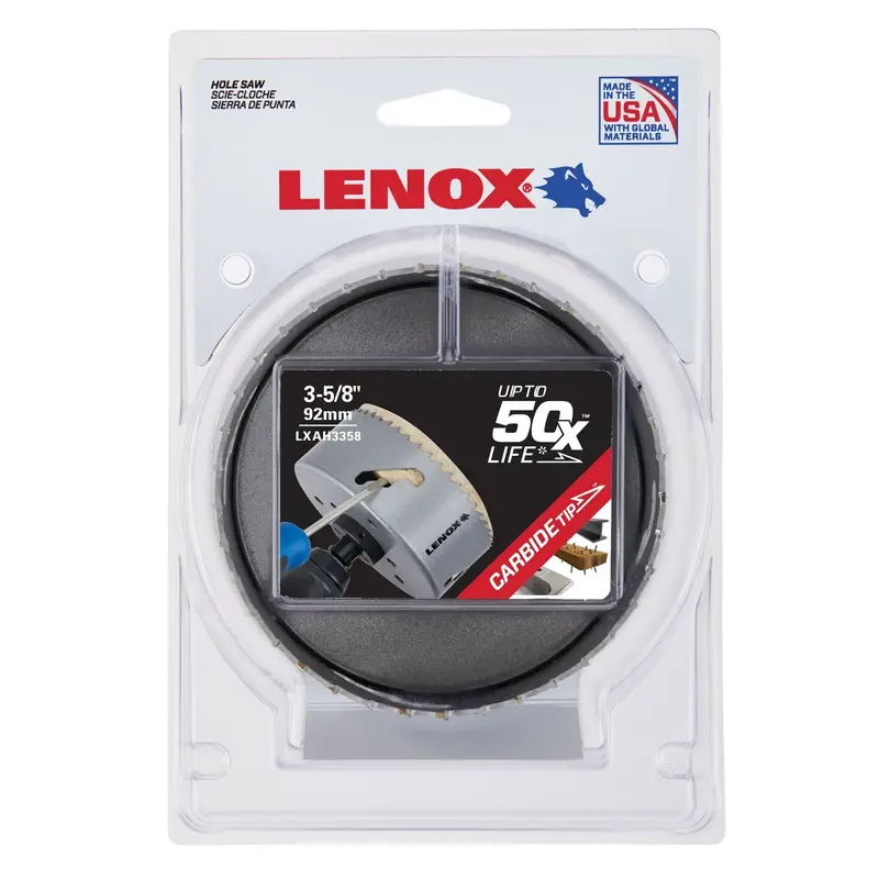 Lenox Speed Slot® Carbide-Tipped Hole Saw — 92 Mm (3-5/8 In) For Fast, Clean Cutting 1