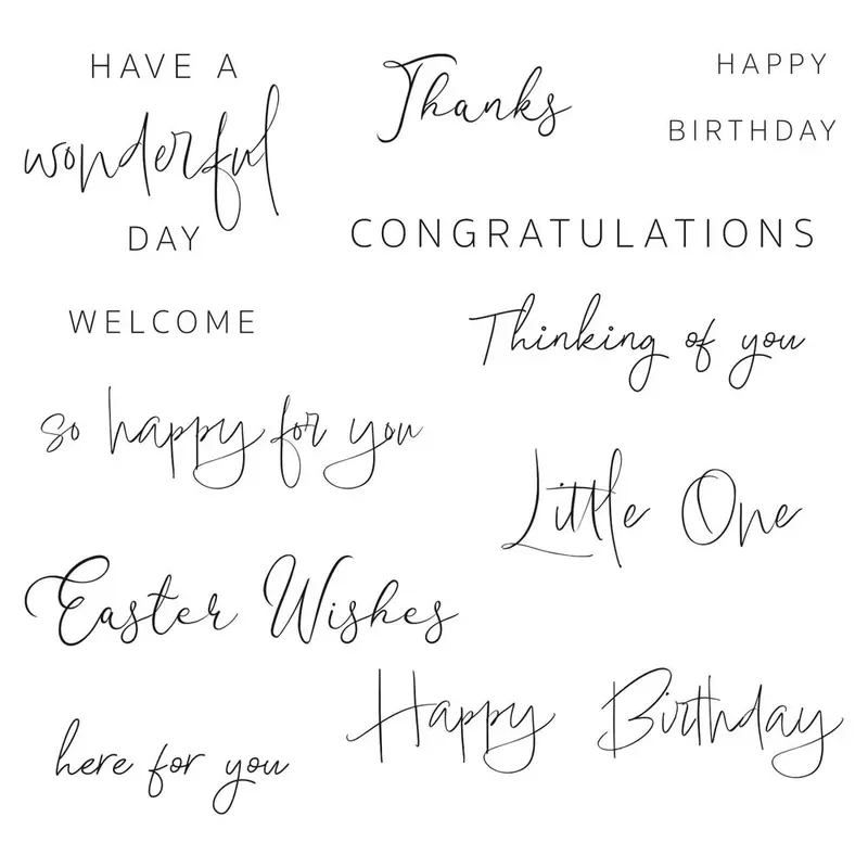Lisa Jones Daily Sentiments Clear Stamp Set – 13-Piece Versatile Phrase Collection 1