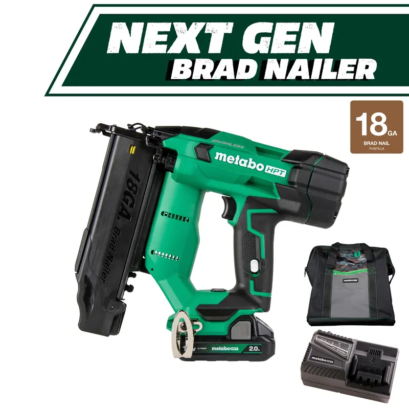 Metabo Hpt 18V Multivolt™ Brushless 18-Gauge Brad Nailer – Compact Design With 2.0Ah Battery – Model Nt1850Dft 1