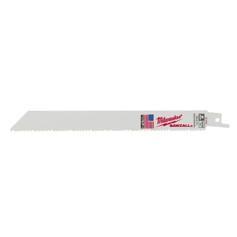 Milwaukee 8" Sawzall Blades – 10/14 Tpi, Wood-Cut (5-Pack) (48-00-5193) 1
