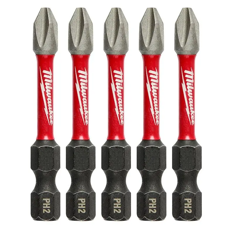 Milwaukee Shockwave Impact Phillips #2 Power Bits – 2" (5-Pack) 1