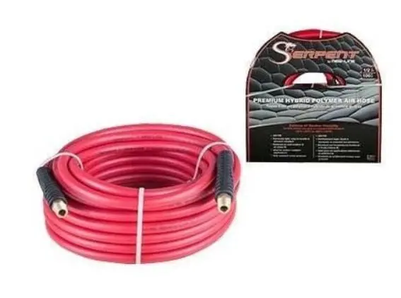 New Line A1430038X50 Red Low-Temperature Serpent Air Hose – 50 Ft, Crimped Male Npt Fitting 1