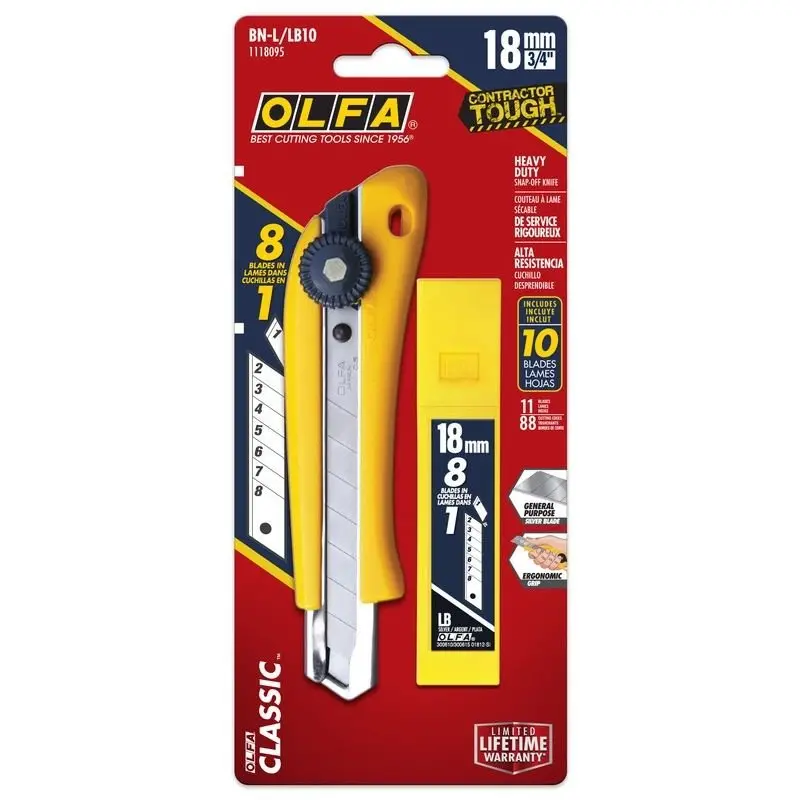 Olfa Bn-L/Lb10 18Mm Snap-Off Utility Knife With 10-Pack Silver Blades 1