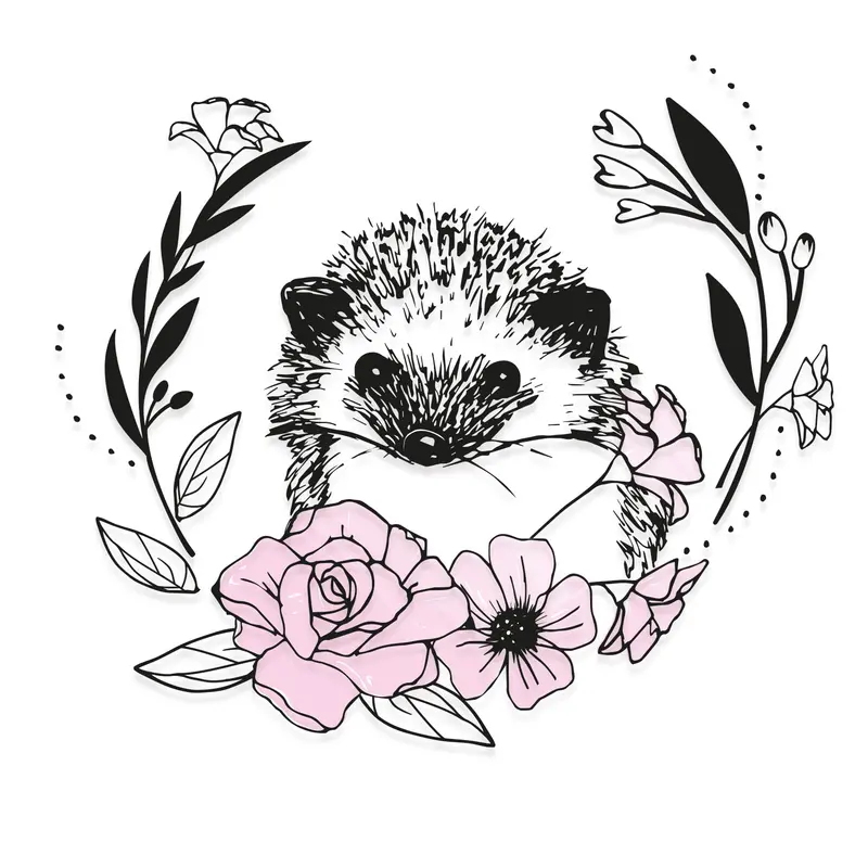 Olivia Rose Floral Hedgehog Layered Stamp Set – 9-Piece Illustrated Collection 1
