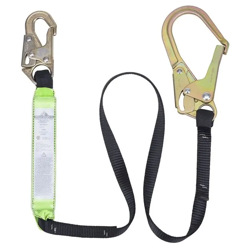 Peakworks Shock-Absorbing Lanyard – 6Ft Single-Leg, Snap Hooks, 200–386 Lb Capacity 1