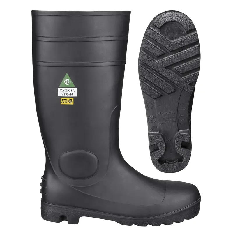 Pioneer Black Pvc Steel-Toe Work Boots – Rubber Sole, Protective Plate, Slip-Resistant 1