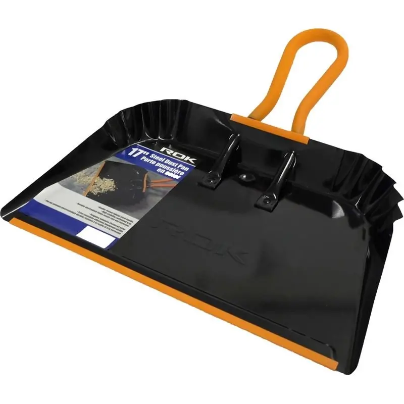 Rok 17-Inch Heavy-Gauge Shop Dust Pan – Wide-Brim Steel Sweep Tool 1