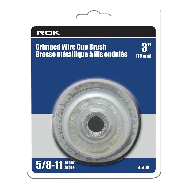 Rok 45100 3-Inch Crimped Wire Cup Brush – Heavy-Duty Cleaning Tool 1