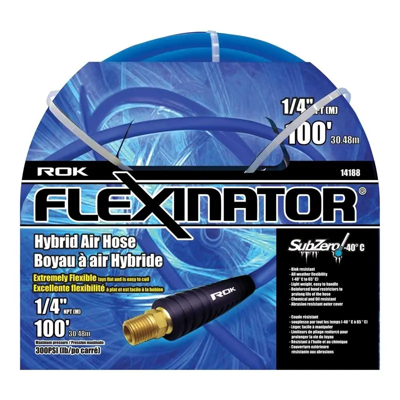 Rok Flexinator Hybrid Air Hose — 1/4-Inch X 100-Foot, Blue 1