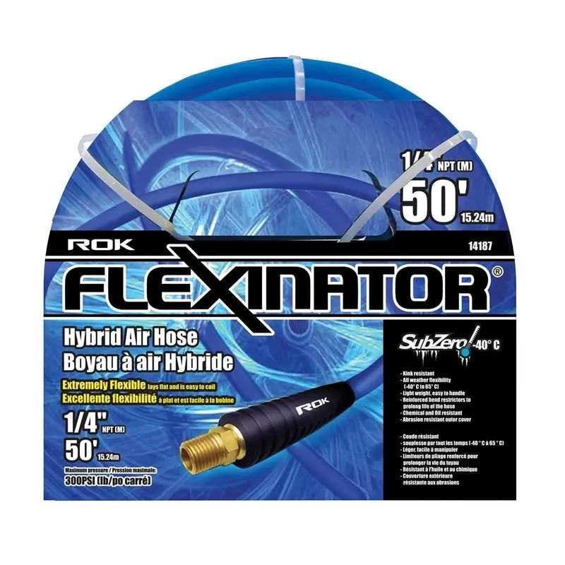 Rok Flexinator Hybrid Air Hose — 1/4-Inch X 50-Foot, Blue 1