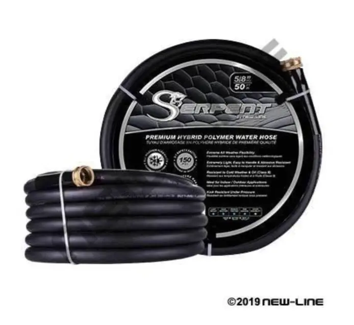 Serpent 5/8" Black Heavy-Duty Garden Hose (150 Psi) With Fittings 1