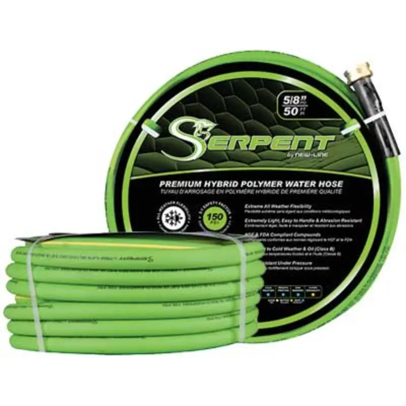 Serpent 5/8-Inch Green Reinforced Garden Hose With Brass Fittings 1