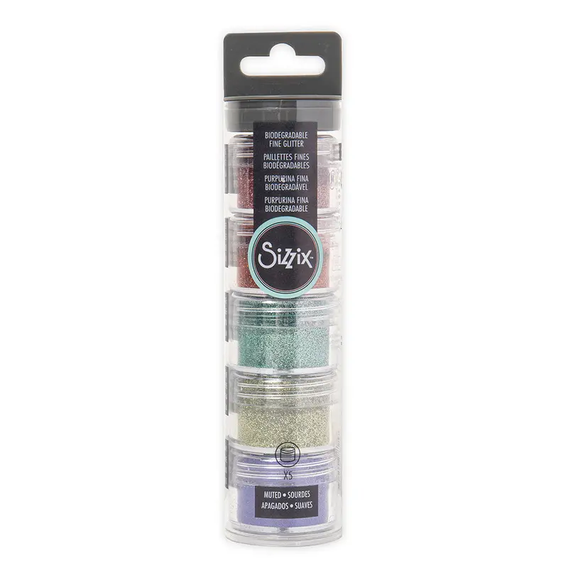 Sizzix Biodegradable Fine Glitter Set – Muted Hues, 12G Per Jar, 5-Piece Eco-Friendly Kit 1