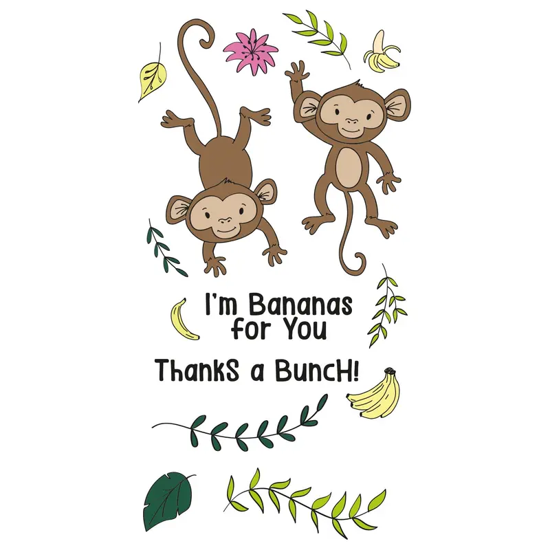 Sizzix Catherine Pooler Going Bananas Clear Stamp Set – 15-Piece Original Tropical Design Collection 1