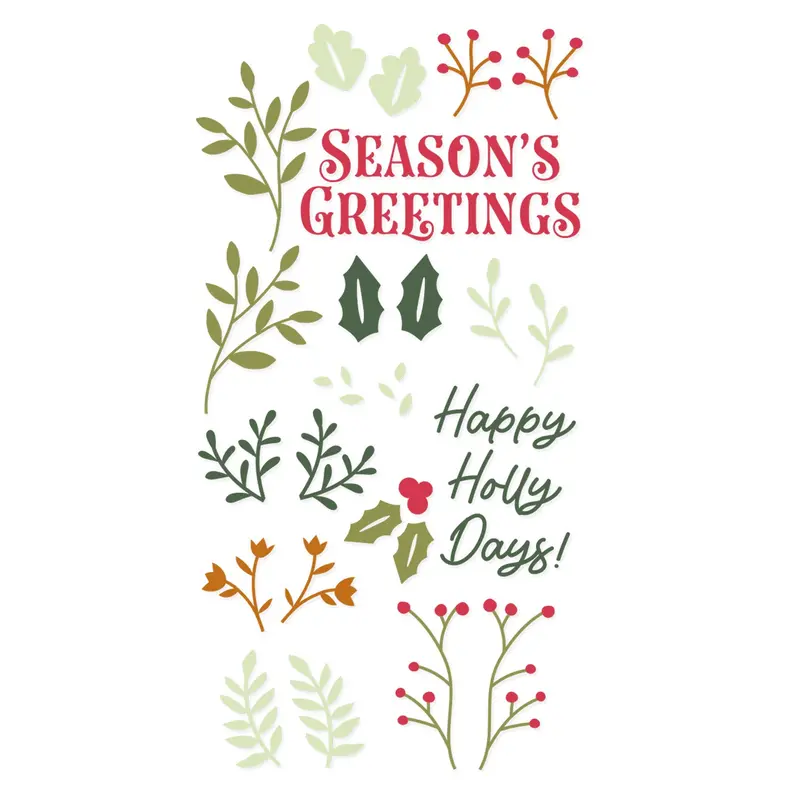 Sizzix Catherine Pooler Happy Holly Days Clear Stamp Set – 29-Piece A5 Collection 1