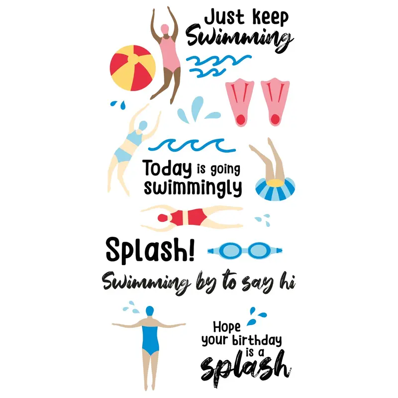 Sizzix Catherine Pooler Synchronized Swimmers Clear Stamp Set – 29-Piece Aquatic Activity Design Collection 1