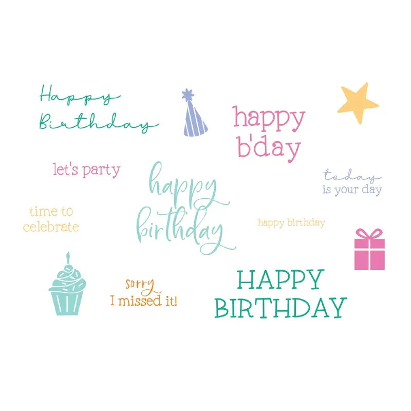 Sizzix Clear Stamp Set (13-Piece) – Print & Pattern Birthday Messages By Catherine Pooler 1