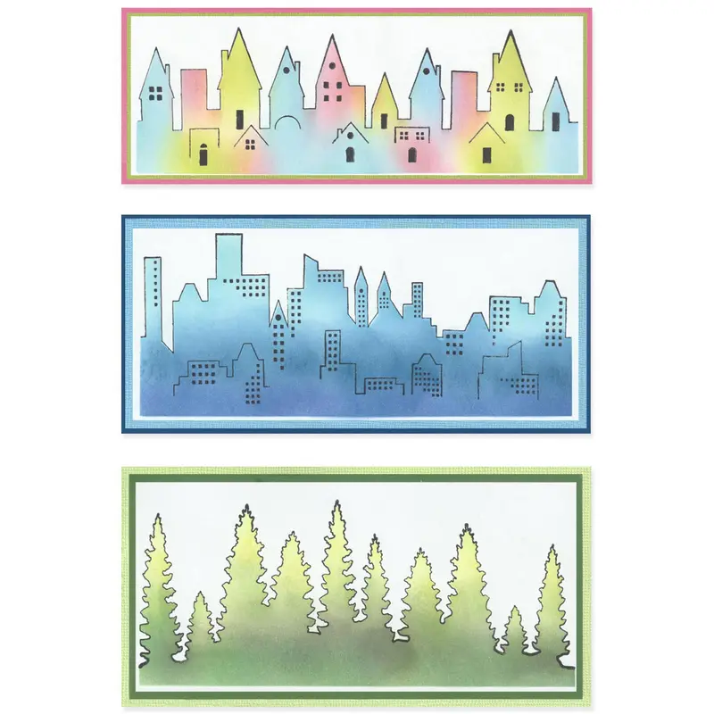 Sizzix Cosmopolitan The View Clear Stamp Set – A5, 6-Piece Scenic Design By Stacey Park 1