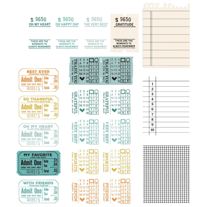 Sizzix Forever Journal Essentials Clear Stamp Bundle – A5, 17-Piece Set With 4 Framelits Dies By 49 & Market 1
