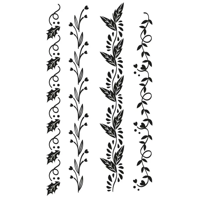 Sizzix Organic Borders Clear Stamp Set – 4-Piece Design Kit 1
