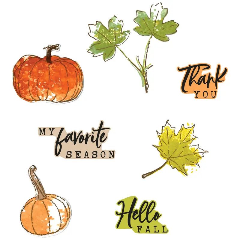 Sizzix Pencil Line Harvest Clear Stamp Kit – A5, 16-Piece Set With 7 Framelits Dies By 49 & Market 1