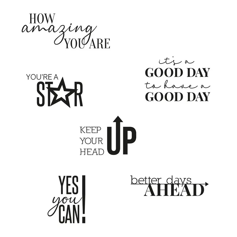 Sizzix Positive Signs Clear Stamp Set – 6-Piece Uplifting Phrase Collection 1