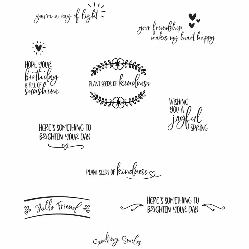Sizzix Sending Sunshine Sentiments Clear Stamp Set – 16-Piece Uplifting Phrase Collection By Catherine Pooler 1