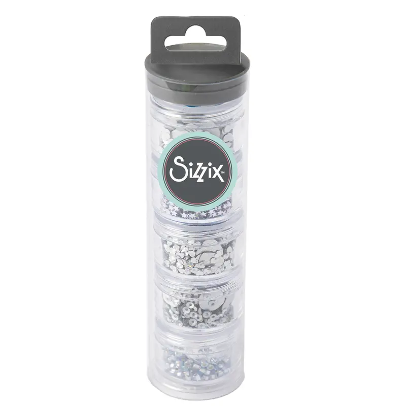 Sizzix Shimmering Silver Sequins And Beads Kit (5 Pieces) 1
