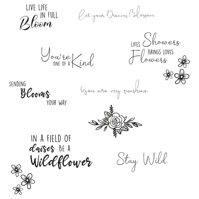 Sizzix Spring Bloom Sentiment Clear Stamp Set (10 Pieces) 1