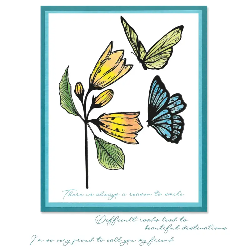 Sizzix Stacey Park Cosmopolitan Farfallina A5 Clear Stamp & Stencil Set – 8-Piece Butterfly-Inspired Dual-Media Kit 1