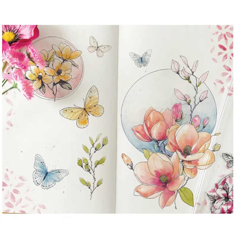 Sizzix Studio Clear Stamp Kit (7-Piece) – Magnolia Floral Arrangements By Willow Wolfe 1