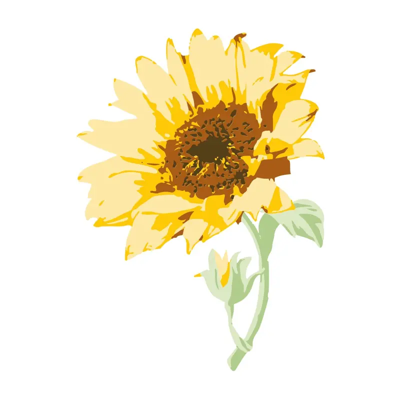Sizzix Sunflower Stem Layered Clear Stamp Set (6-Piece) 1