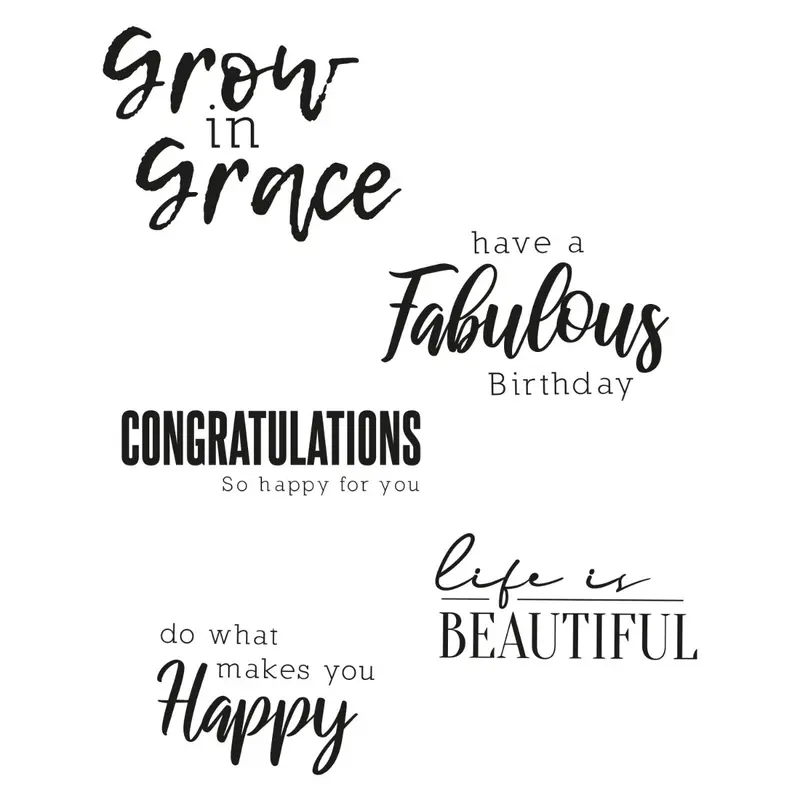 Sizzix Sunnyside Sentiments Clear Stamp Set #4 (5-Piece) 1
