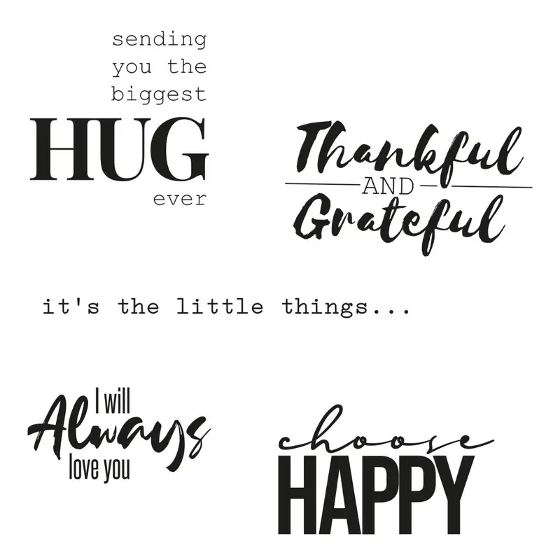 Sizzix Sunnyside Sentiments Clear Stamp Set #7 – 5-Piece Inspirational Phrase Kit 1