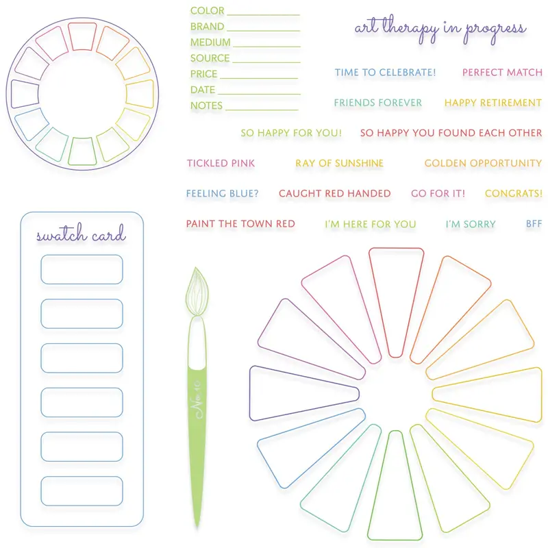 Sizzix Swatch Cards Clear Stamp Set – 24-Piece A5 Collection By Eileen Hull 1