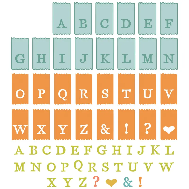 Sizzix Tab Stamp Alpha Clear Stamp Set – A5, 60-Piece With 10 Framelits Dies By 49 & Market 1