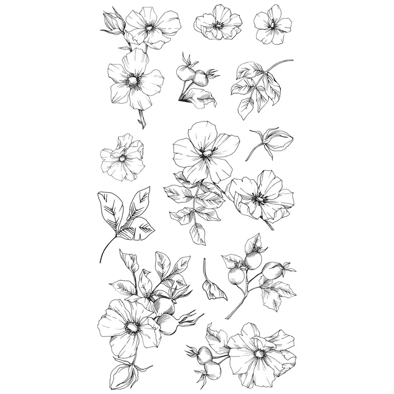 Sizzix Wildflower Botanicals Clear Stamp Set – 13-Piece Nature-Inspired Design Kit 1