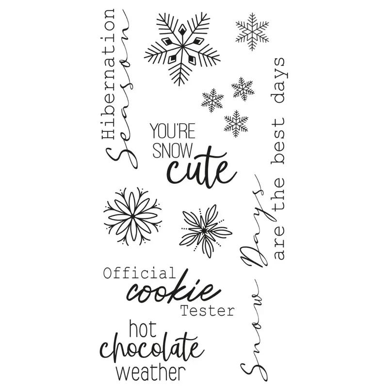 Sizzix Winter Sentiments Clear Stamp Set – 10-Piece Holiday Phrase Collection 1