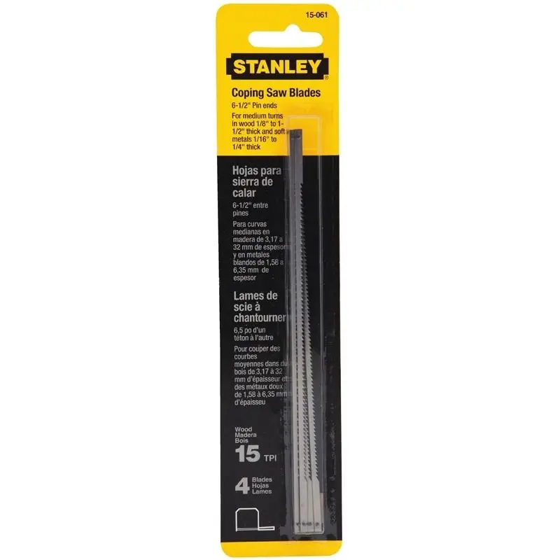 Stanley Fatmax 4-Pack 6-1/2" × 15 Tpi Coping Saw Blades (15-061) 1
