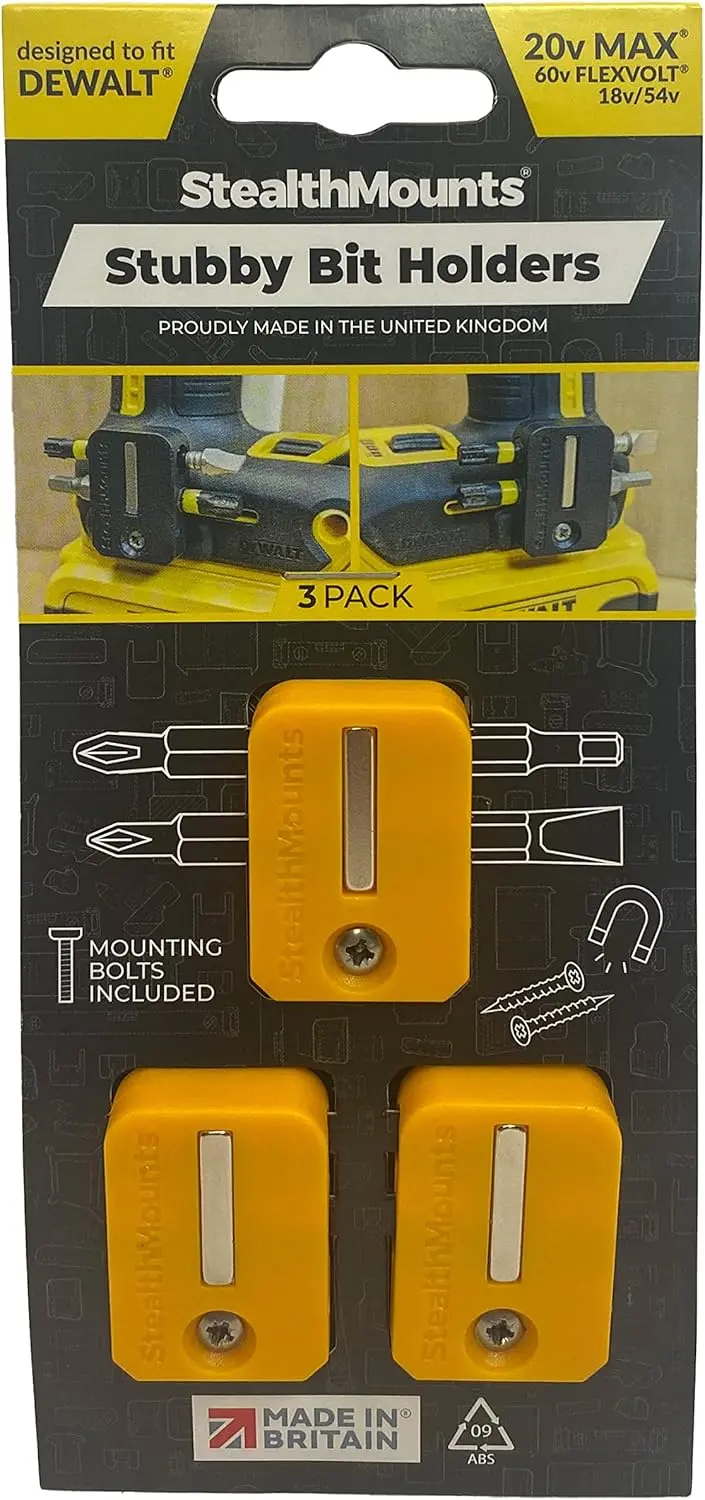 Stealthmount Bh-Dw-S-Ylw Compact Magnetic Bit Holder For Dewalt Xr/Flexvolt – Yellow 3-Pack 1