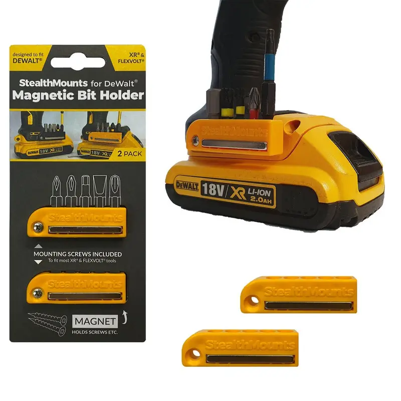 Stealthmount Bh-Dw-Ylw-2-Lf: Yellow Bit Holder Set For Dewalt Drivers (2-Pack) 1
