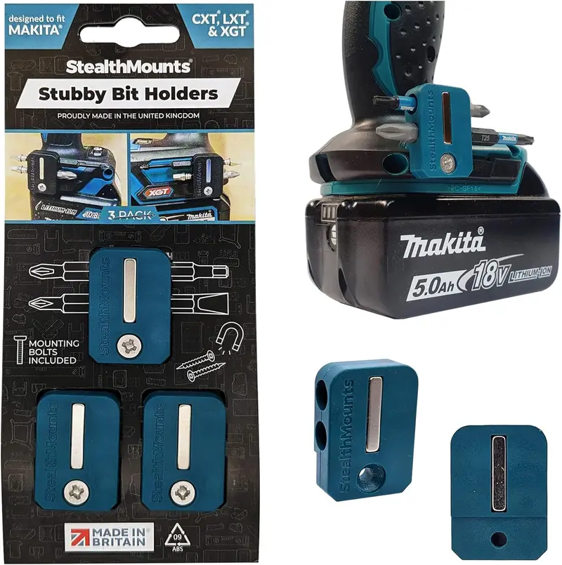 Stealthmount Bh-Mk-S-Blu Stubby Magnetic Bit Holder For Makita Cxt/Lxt/Xgt – Teal 3-Pack 1