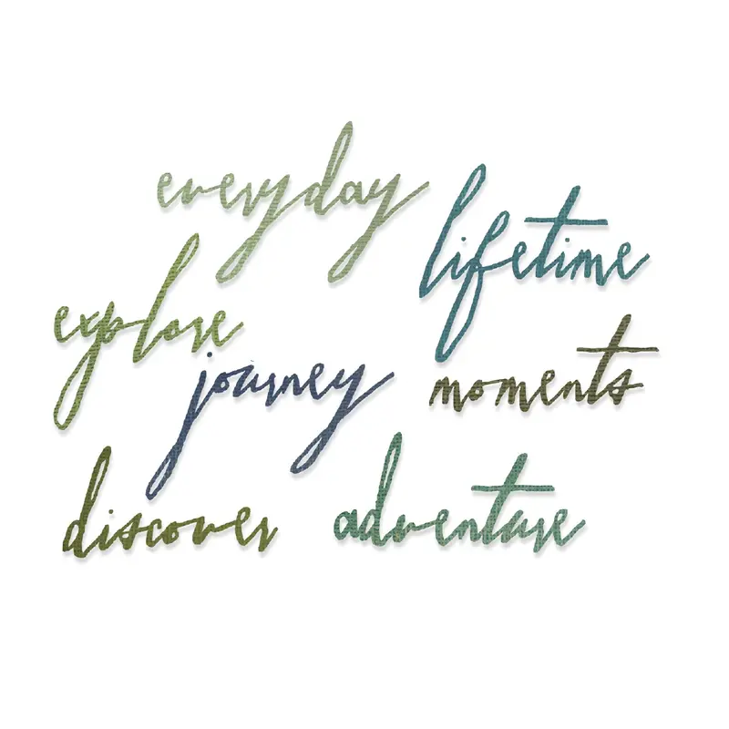 Tim Holtz Handwritten Journey Thinlits Dies – 7-Piece Inspirational Script Cutting Collection 1