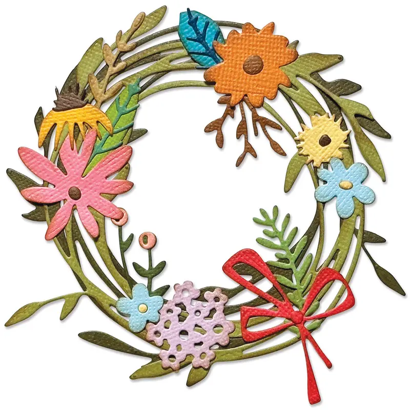 Tim Holtz Vault Funky Floral Wreath Thinlits Die Set – 14-Piece Botanical Frame Design Kit 1