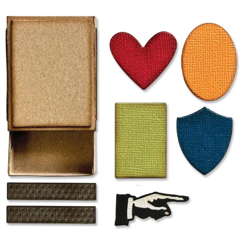 Tim Holtz Vault Matchbox Thinlits Die Set – 10-Piece Interactive Storage & Display Kit 1