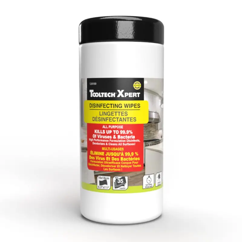 Tooltech 124100 Lemon-Scented Disinfecting Wipes – 35 Count Pack 1