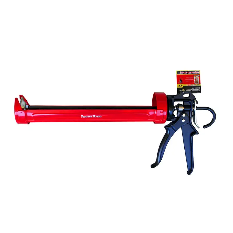 Tooltech Xpert 160027 Rotating Cradle-Style Caulking Gun – 13-Inch Auto-Flow Stop, Red 1