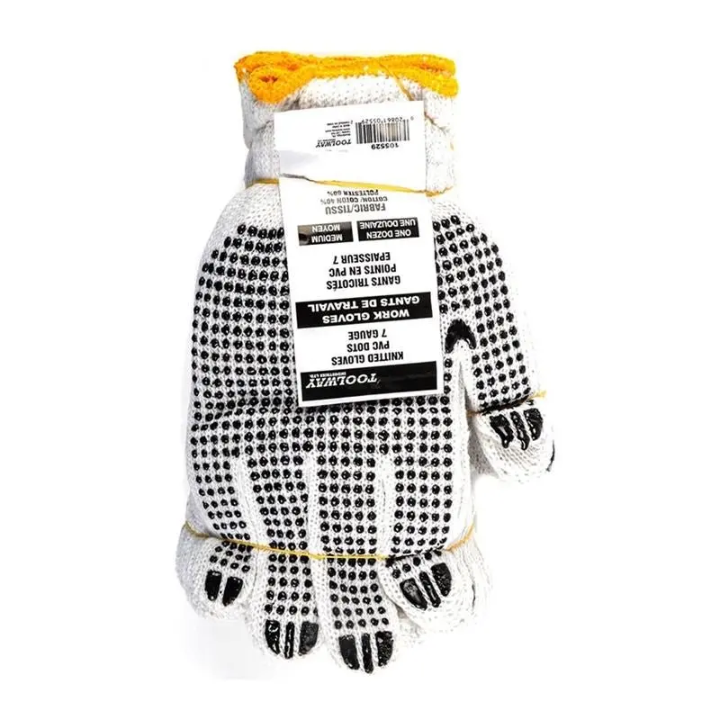Toolway Knitted Pvc-Dot Work Gloves – Medium Fit For Grip & Dexterity 1