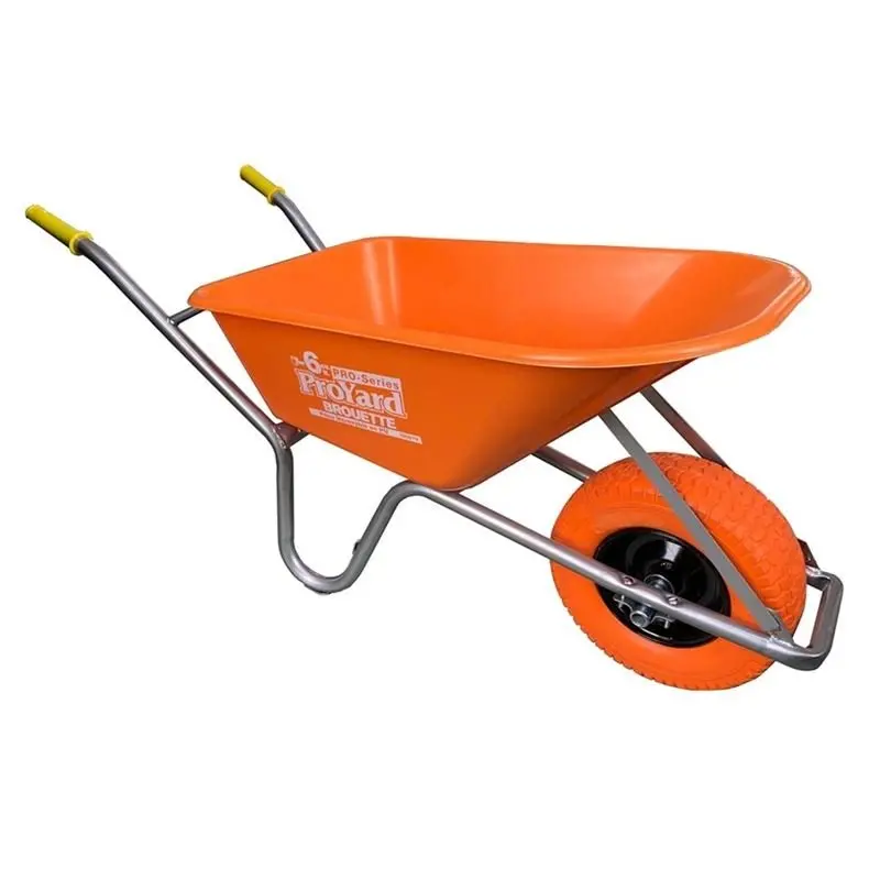 Toolway Pro-Series 6 Cu. Ft. Poly Wheelbarrow With Wide-Track Pneumatic Tires 1